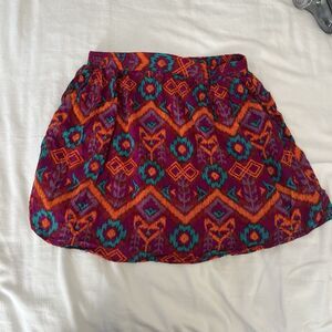 Kavu Multicolored Aztec Pattern Short‎ Skirt Size M